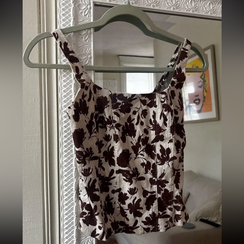 Abercrombie Brown & White Floral Corset Tank